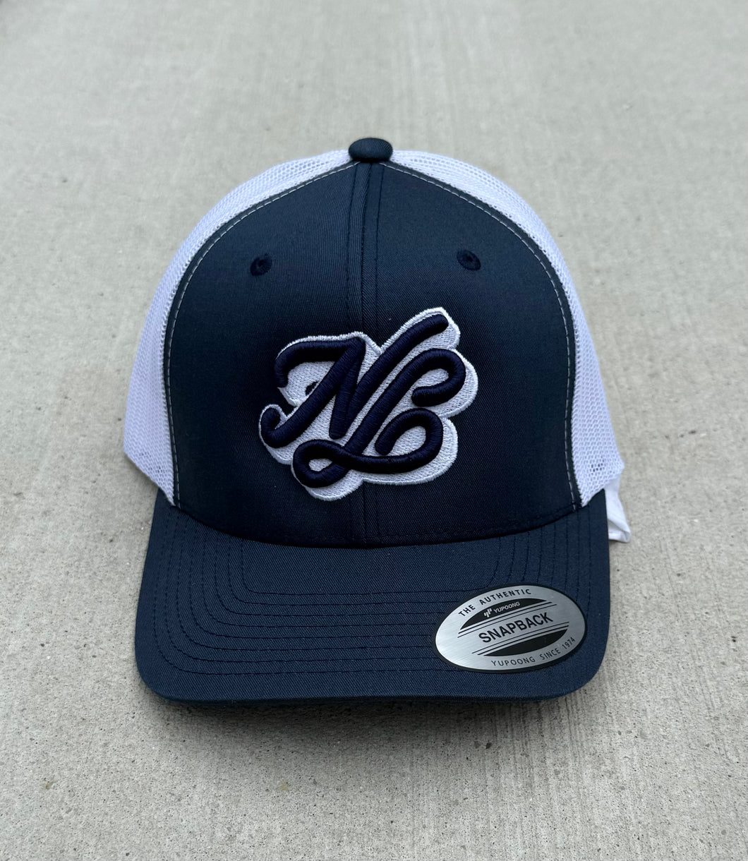 Navy & White “NB Cursive” Trucker